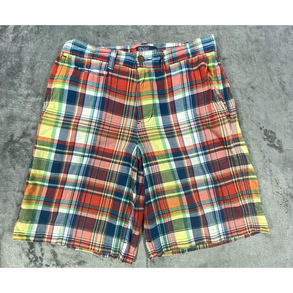 Polo Ralph Lauren Shorts Womens Size 12 Plaid Chino Casual All Cotton Vintage